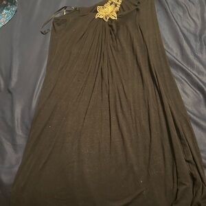 Sky Black Dress with Gold Detail